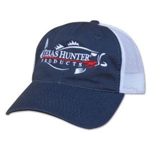 Texas Hunter Navy Blue Mesh Back Cap with Fish Logo