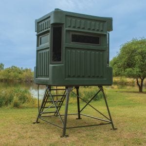 Texas Hunter Products 5' x 6' Rugged Xtreme Green Hunting Blind with Rifle Windows and 4ft Tower and Stairs