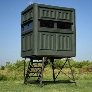 Texas Hunter Products 5' x 6' Rugged Xtreme Green Hunting Blind with Rifle Windows and 4ft Tower and Stairs